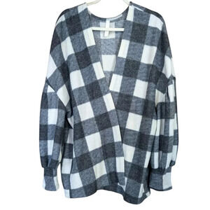 Primi Women's Buffalo Plaid Open Front Cardigan Long Sleeve Cozy Soft Size XXXL
